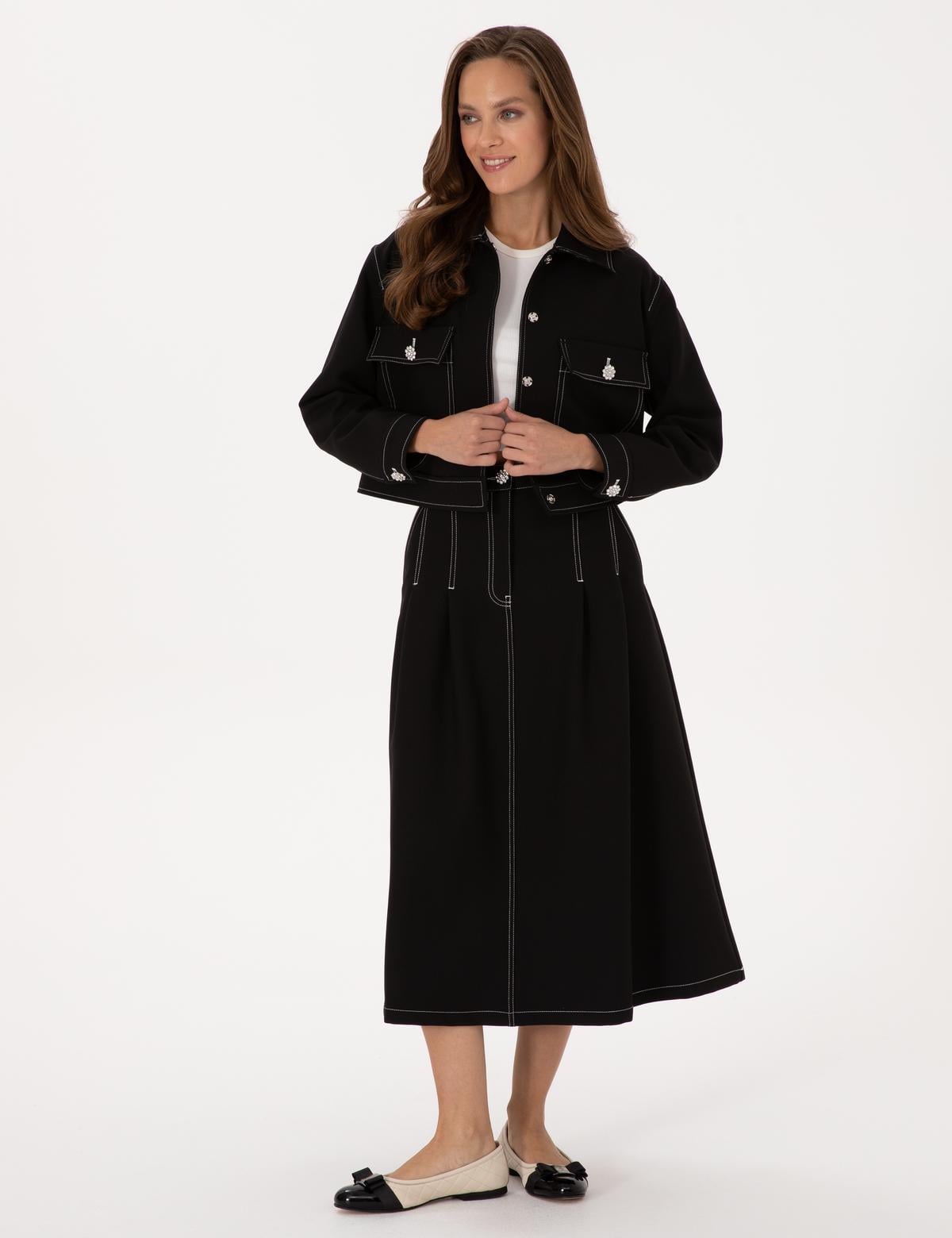 Siyah Crop Top Ceket - 50310060003