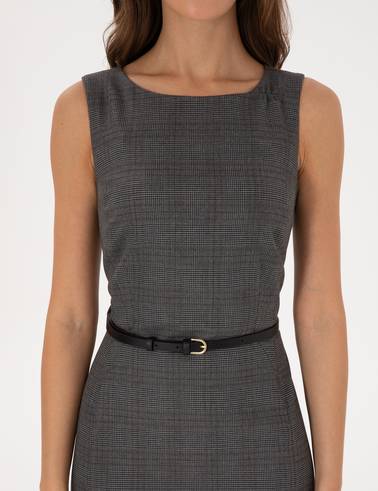 Antrasit Slim Fit Dokuma Elbise