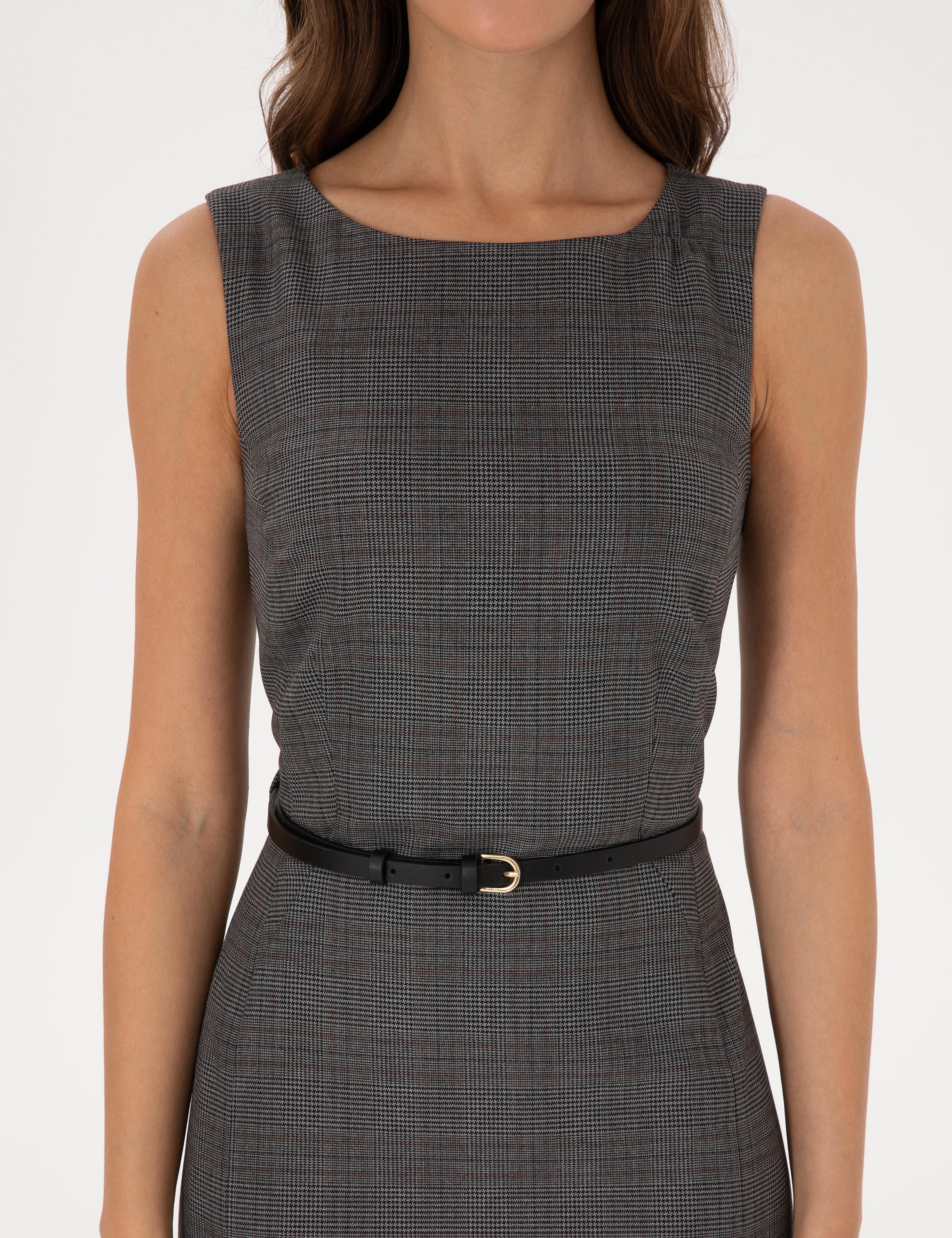 Antrasit Slim Fit Dokuma Elbise - Image 5