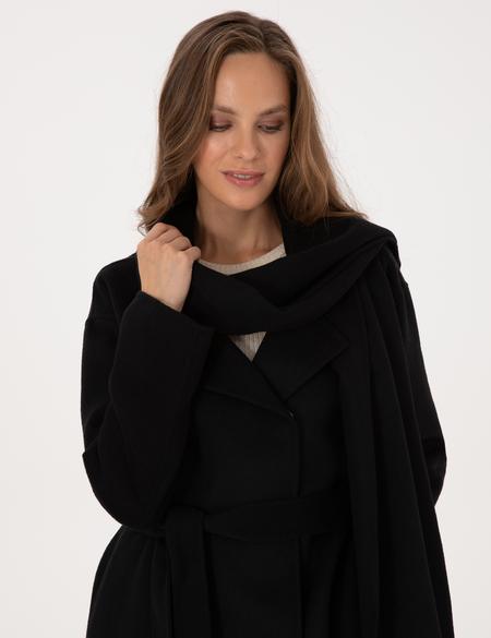 Siyah Regular Fit Kaşe Kaban - 50309079003