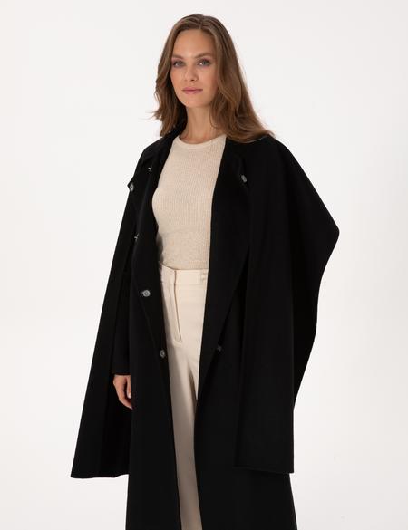 Siyah Regular Fit Kaşe Kaban - 50309079003