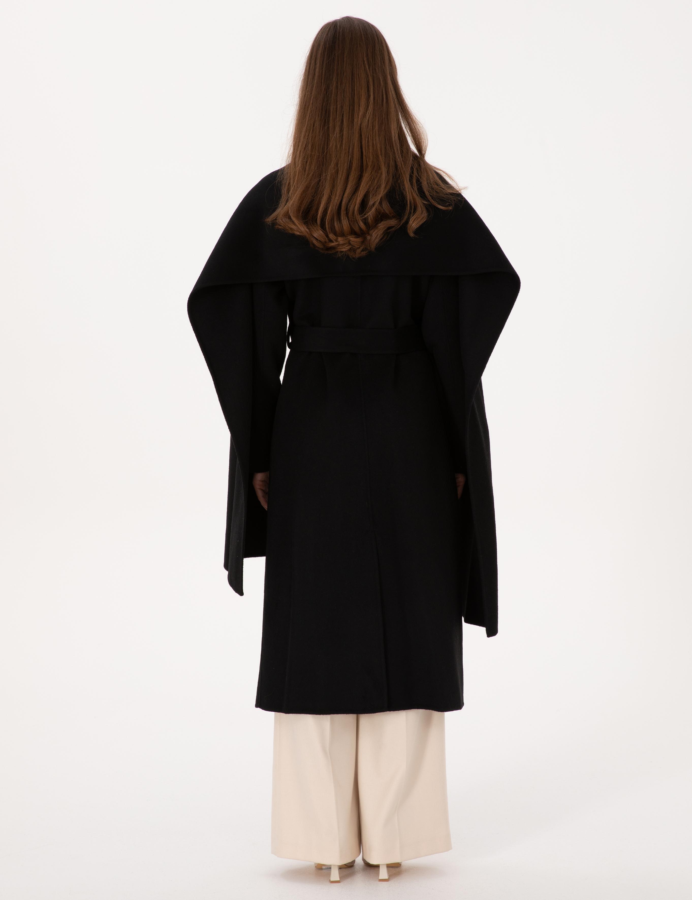 Siyah Regular Fit Kaşe Kaban