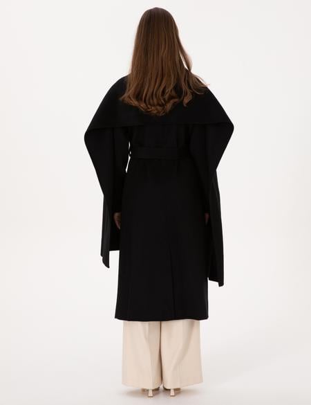 Siyah Regular Fit Kaşe Kaban - 50309079003