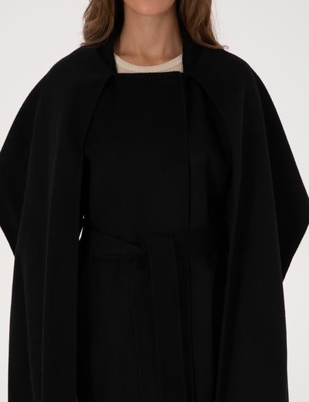 Siyah Regular Fit Kaşe Kaban - 50309079003