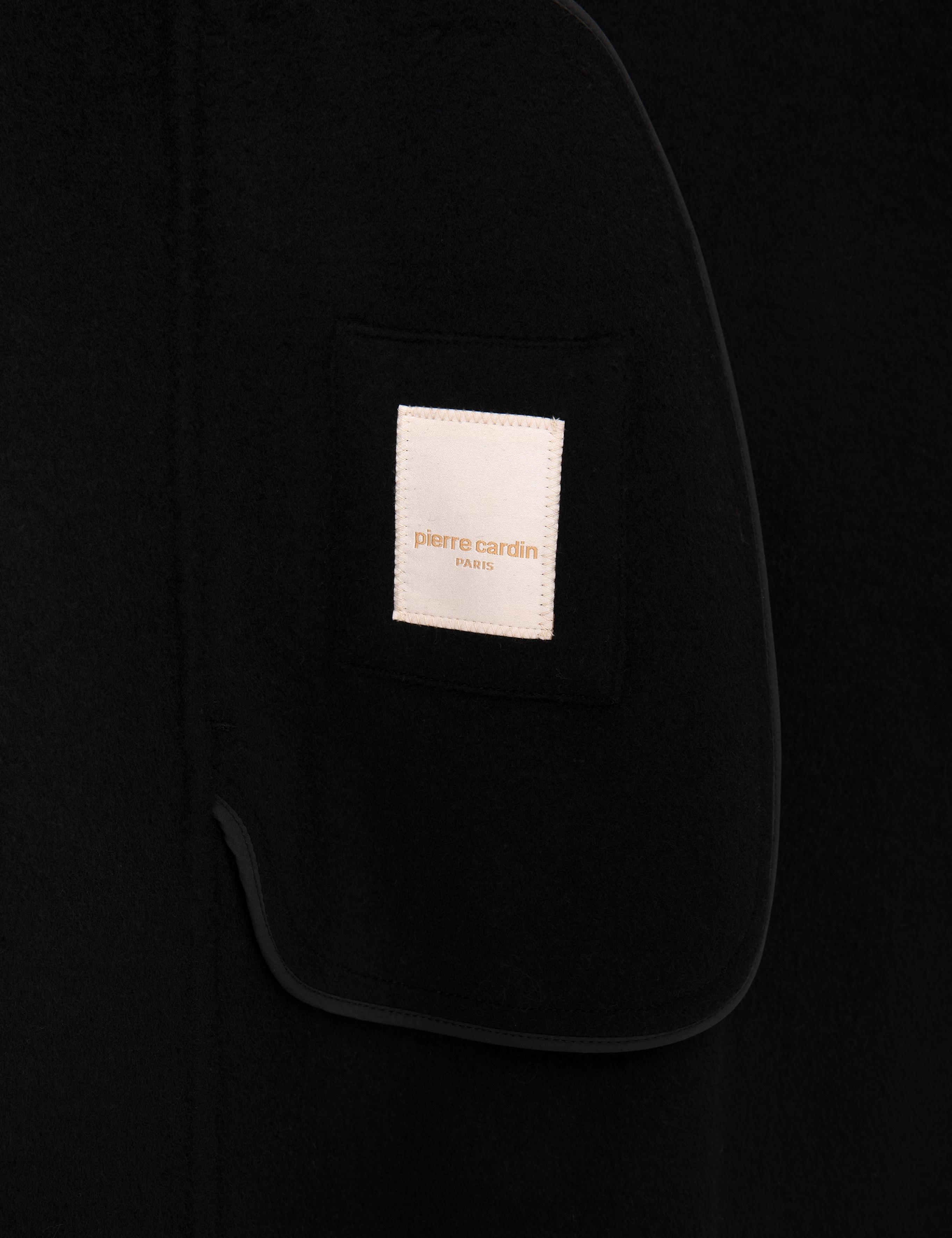 Siyah Regular Fit Kaşe Kaban