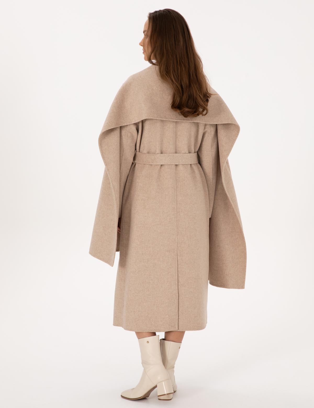 Bej Melanj Regular Fit Kaşe Kaban - 50309079011