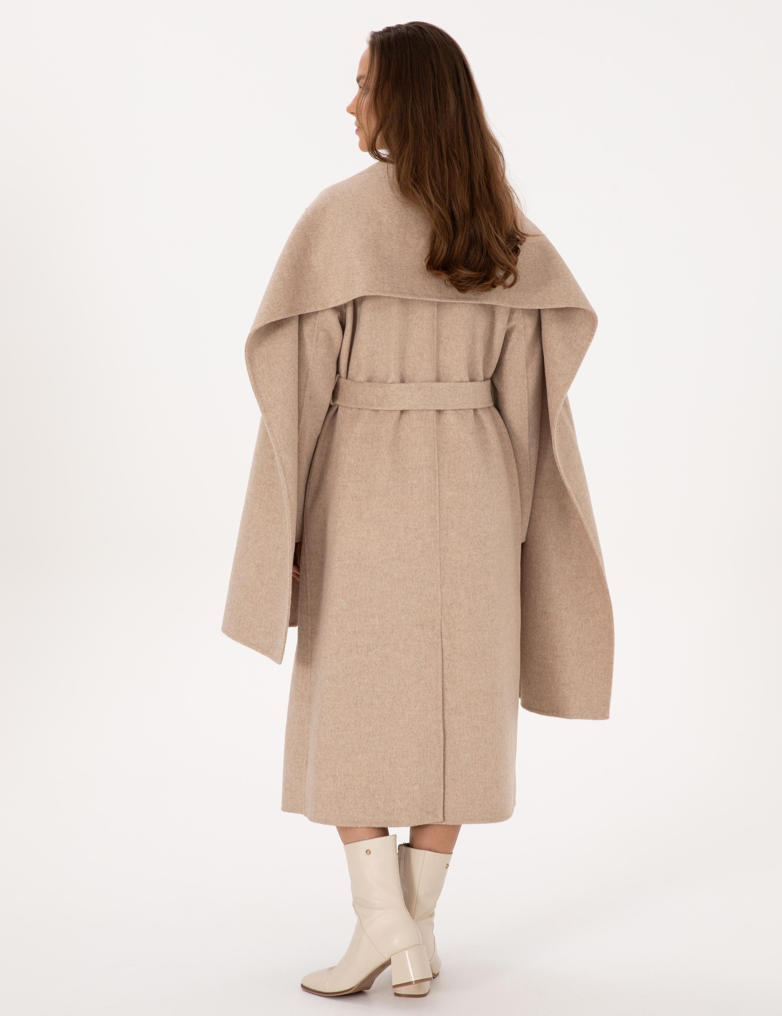 Bej Melanj Regular Fit Kaşe Kaban