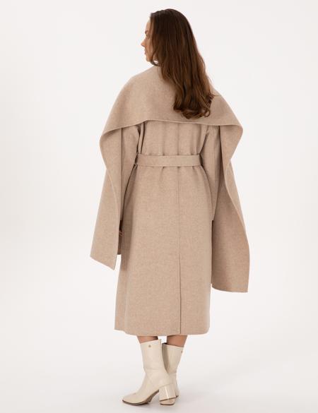 Bej Melanj Regular Fit Kaşe Kaban - 50309079011