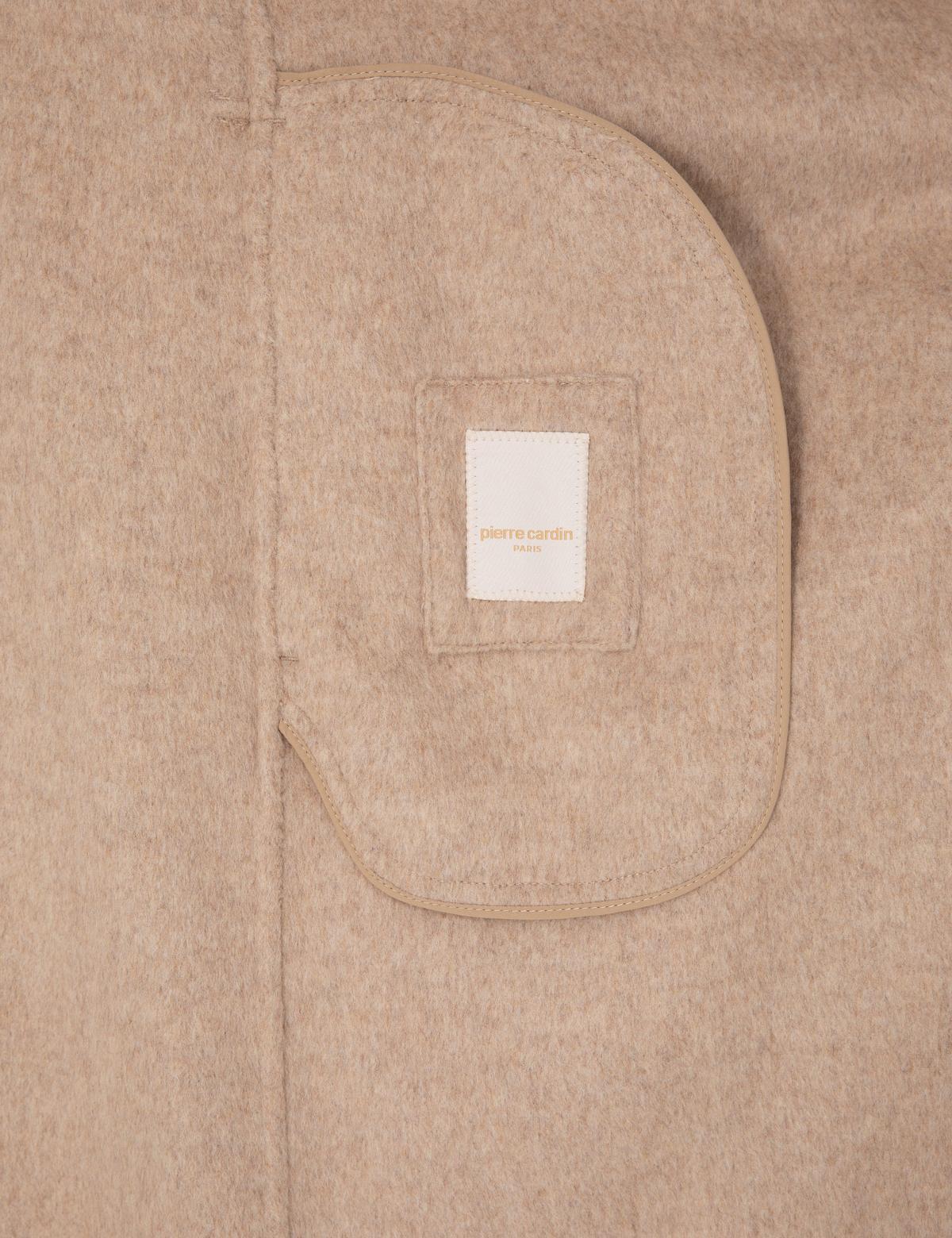 Bej Melanj Regular Fit Kaşe Kaban - 50309079011