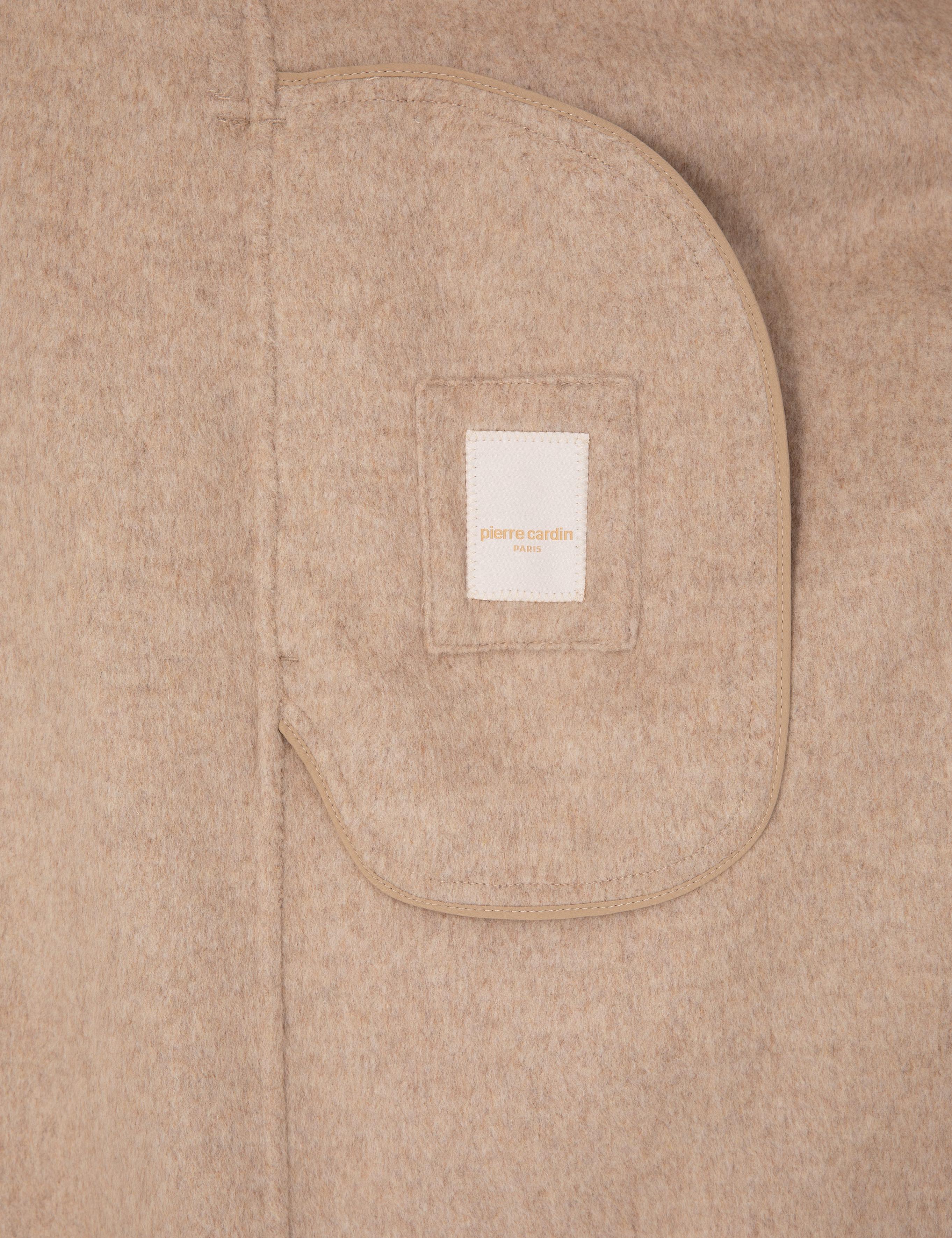 Bej Melanj Regular Fit Kaşe Kaban