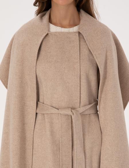 Bej Melanj Regular Fit Kaşe Kaban - 50309079011