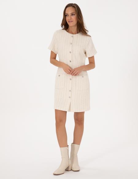 Ekru Regular Fit Tüvit Dokuma Elbise - 50318252004