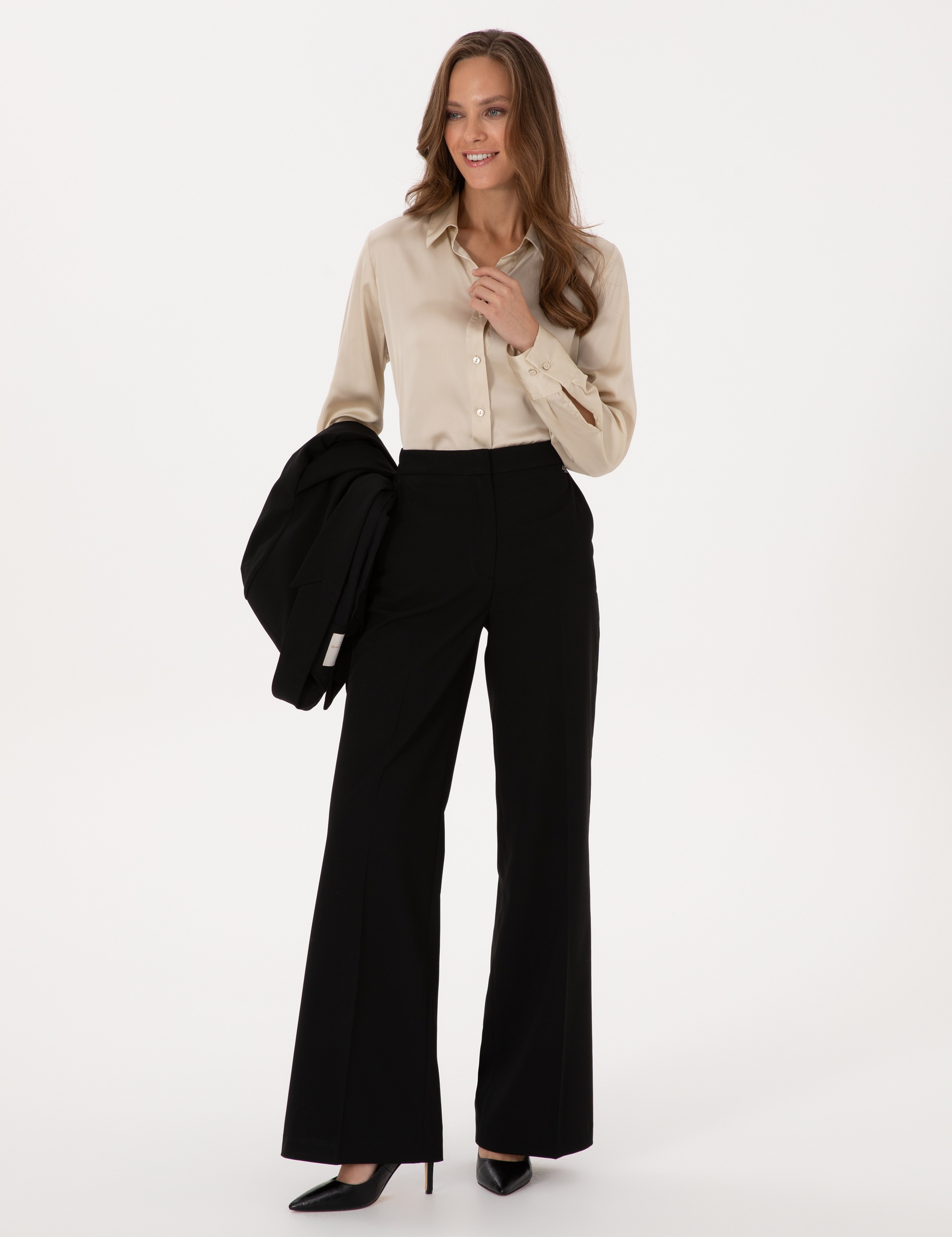 Kum Regular Fit Saten Uzun Kollu Gömlek - Image 4