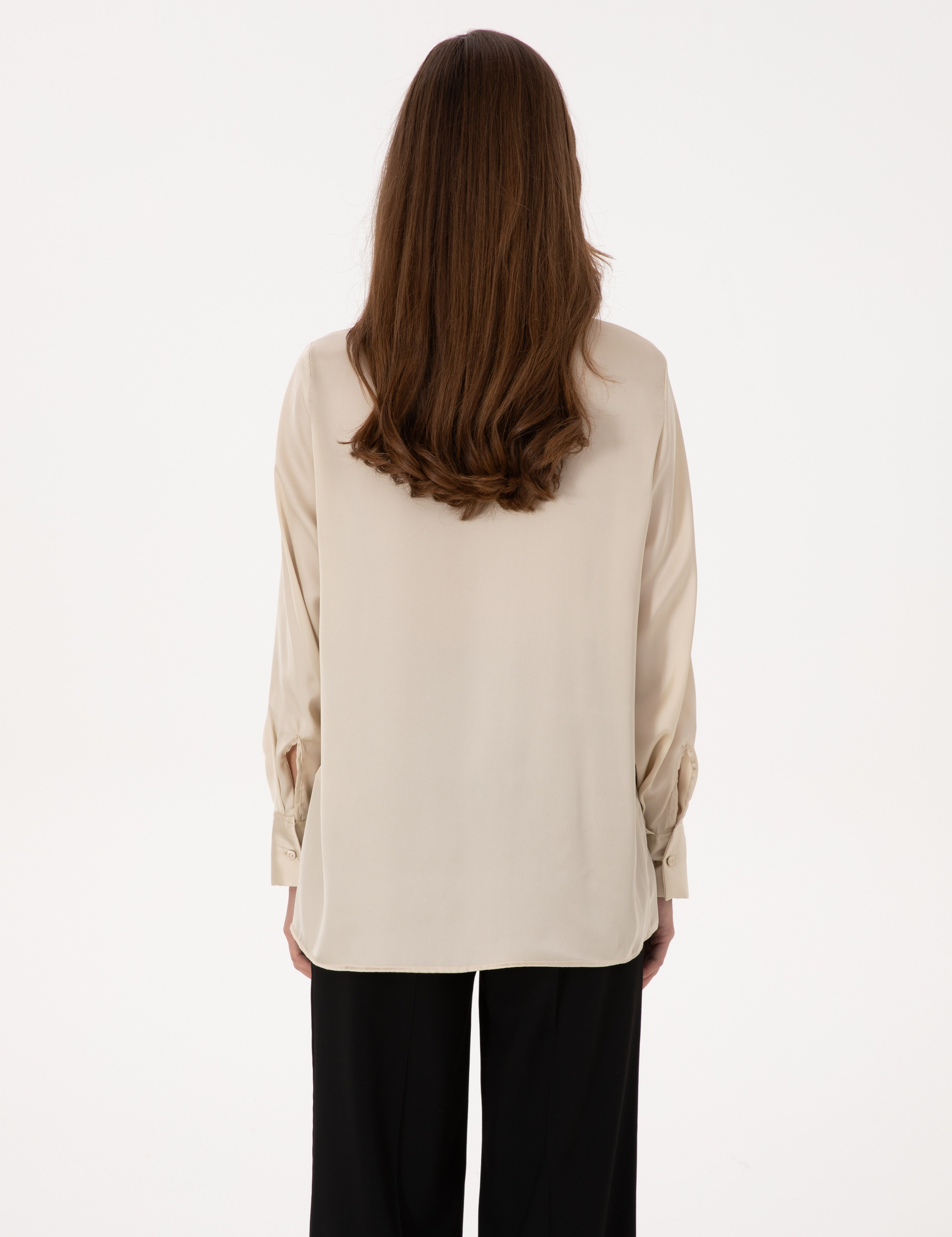 Kum Regular Fit Saten Uzun Kollu Gömlek - Image 5