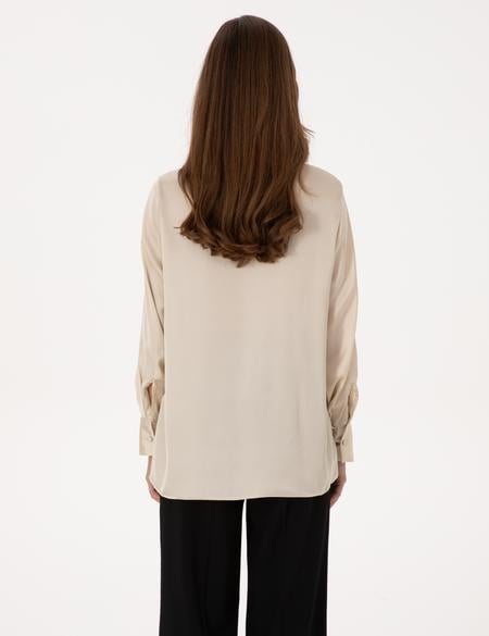 Kum Regular Fit Saten Uzun Kollu Gömlek - 50319346017