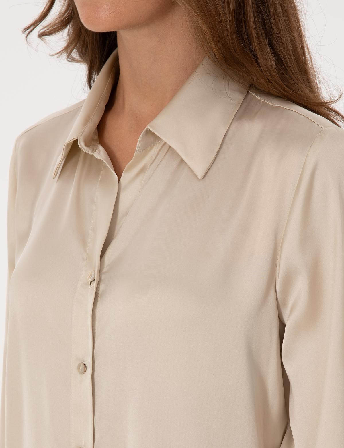 Kum Regular Fit Saten Uzun Kollu Gömlek - 50319346017