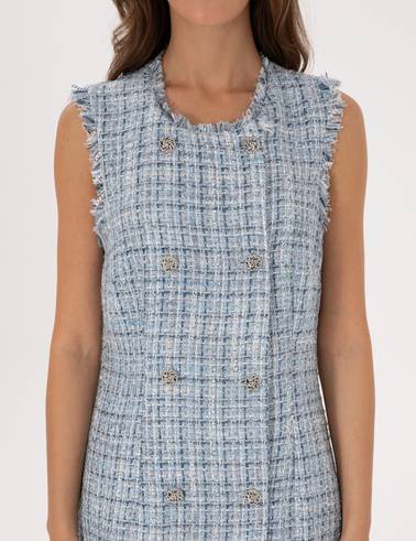 Mavi Slim Fit Dokuma Elbise
