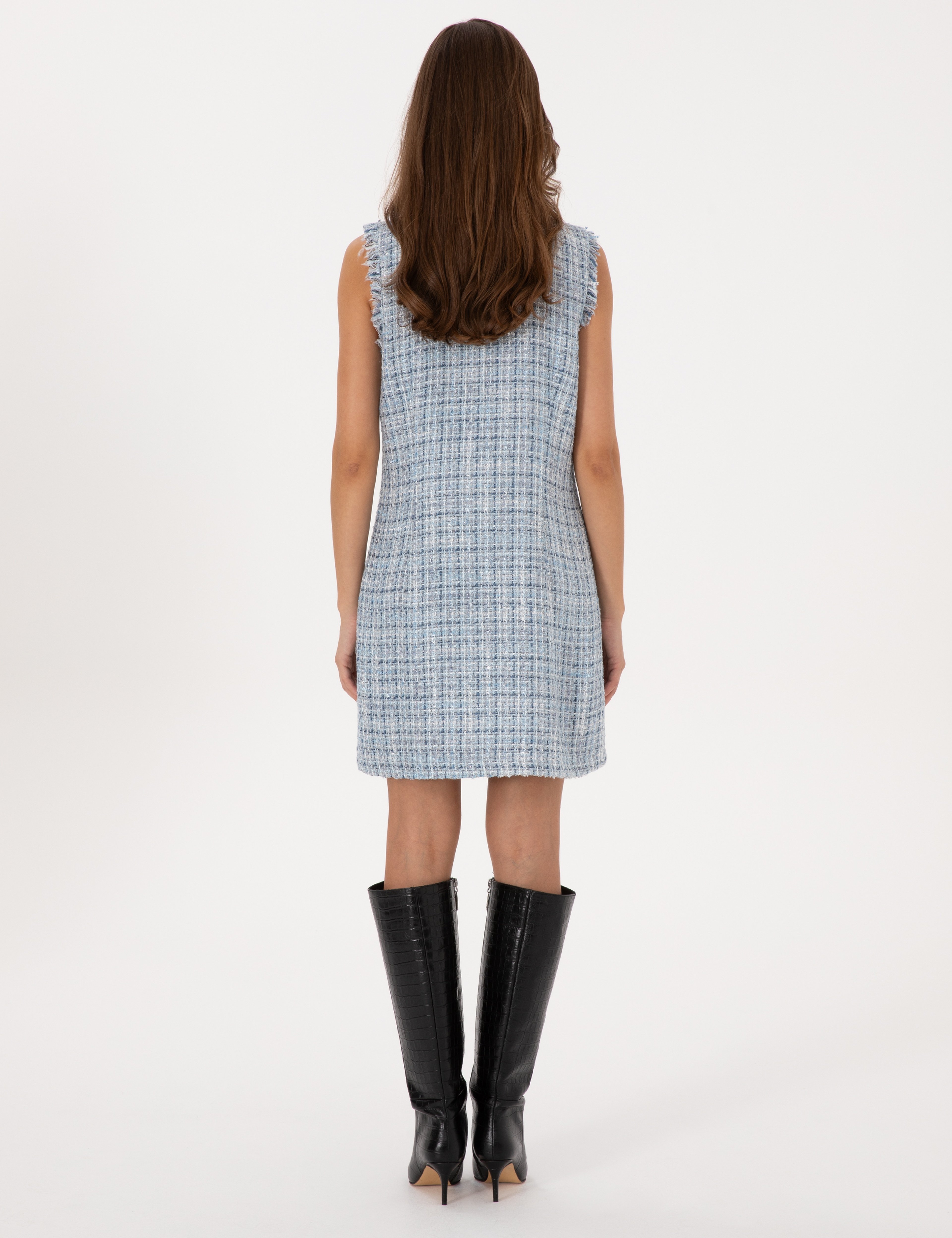 Mavi Slim Fit Dokuma Elbise - Image 4
