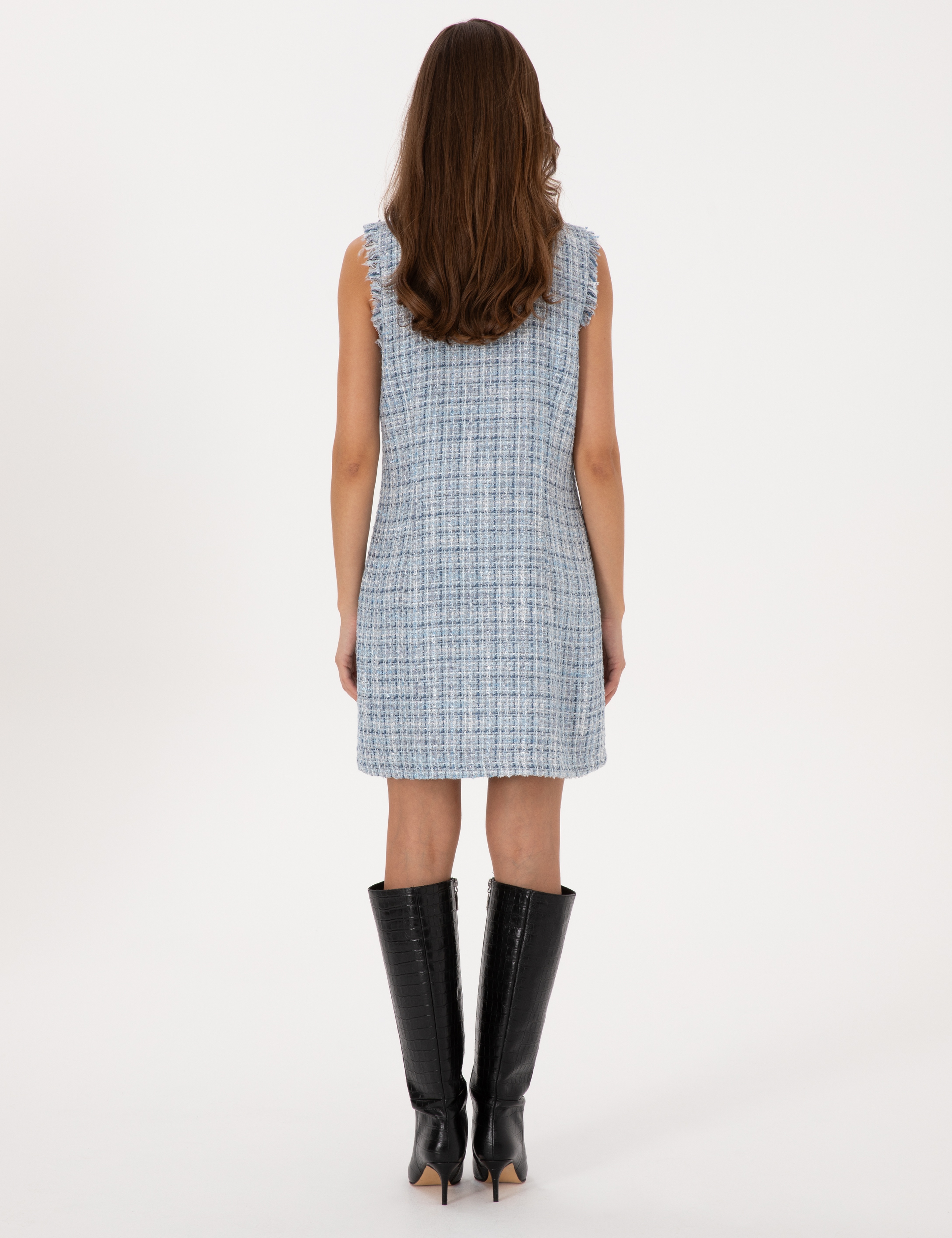 Mavi Slim Fit Dokuma Elbise