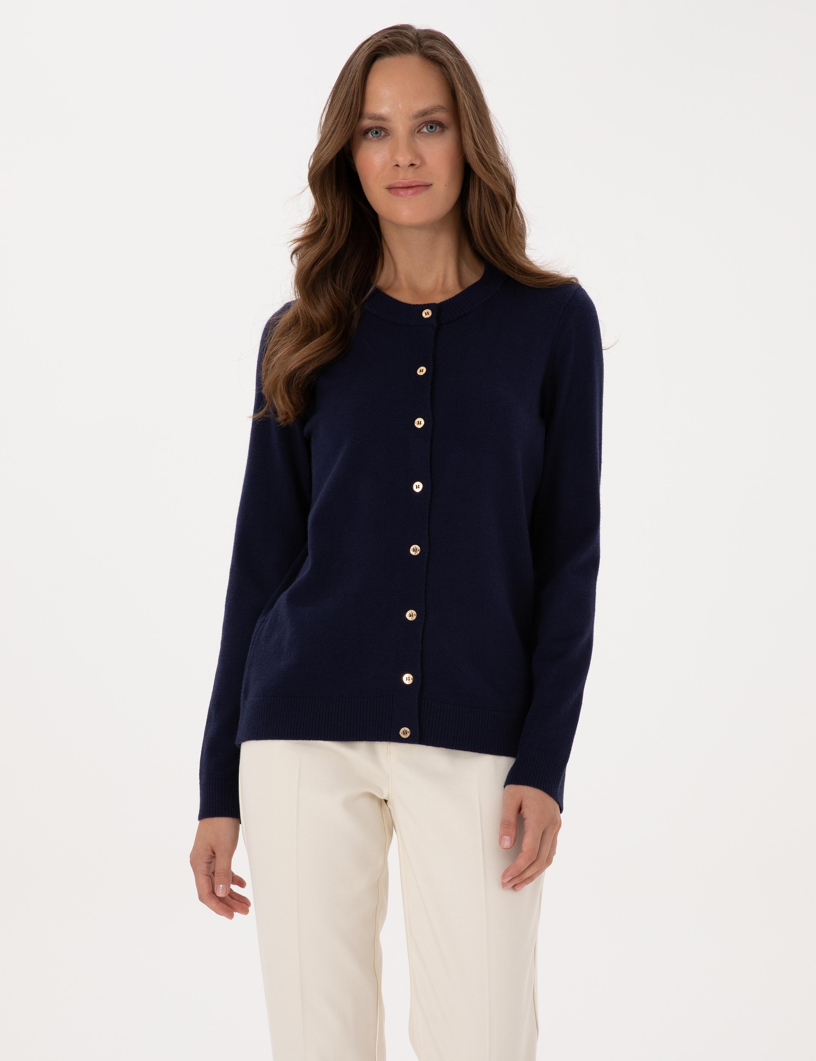 Lacivert Slim Fit Triko Hırka