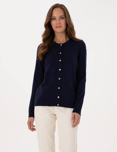 Lacivert Slim Fit Triko Hırka