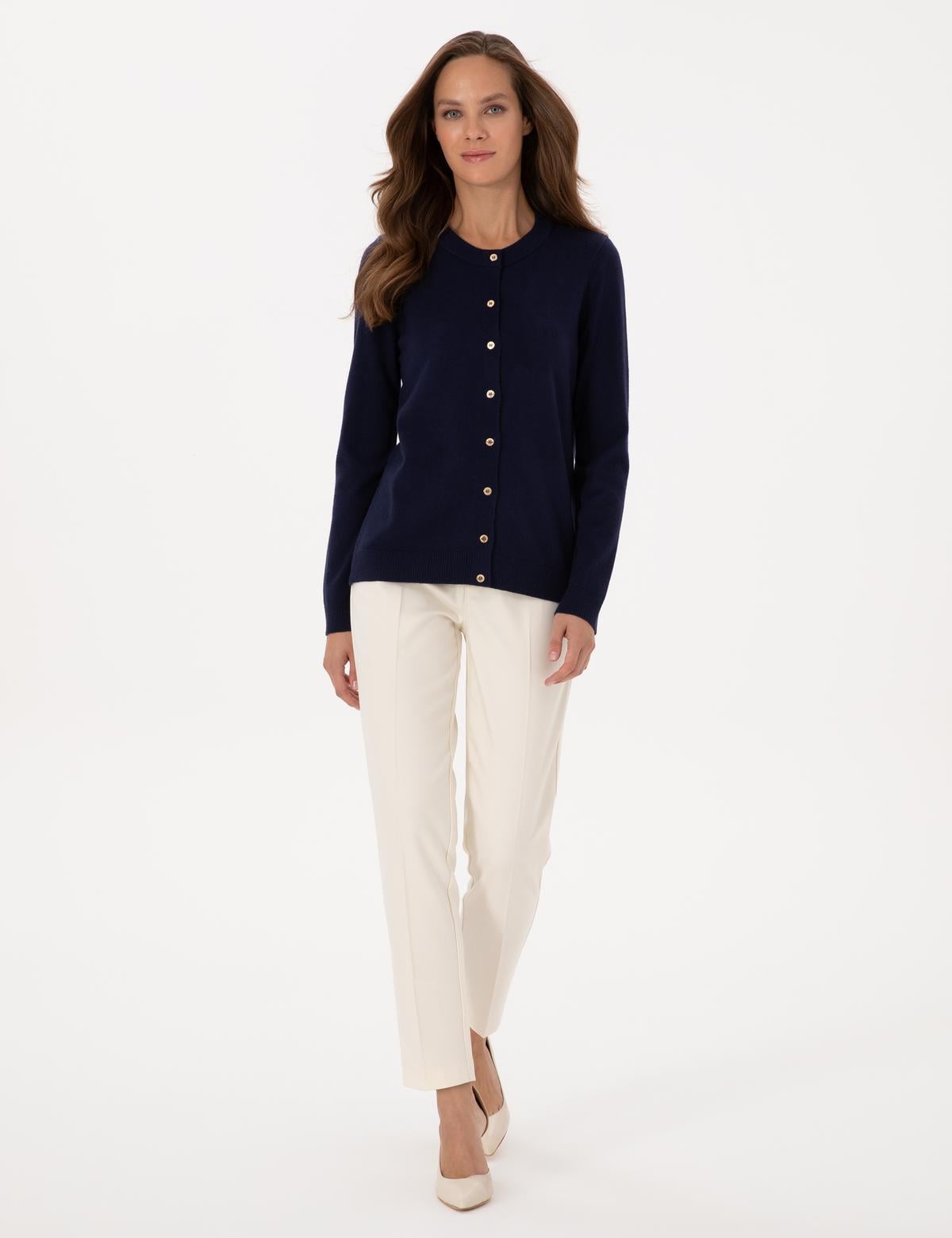 Lacivert Slim Fit Triko Hırka - 50316337014