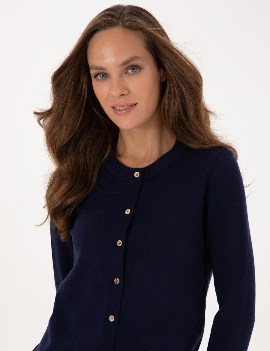 Lacivert Slim Fit Triko Hırka