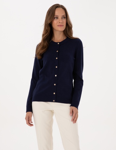 Lacivert Slim Fit Triko Hırka