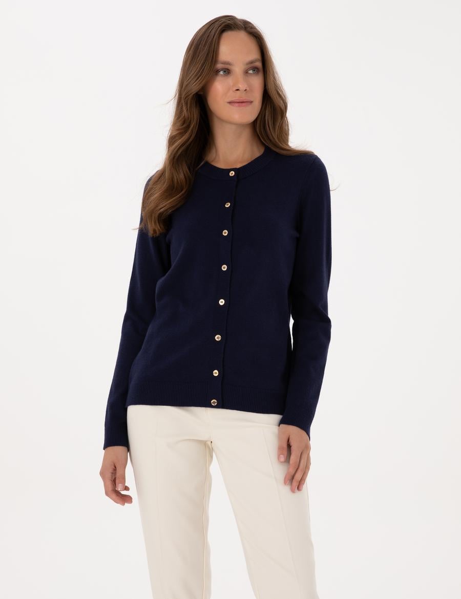 Lacivert Slim Fit Triko Hırka