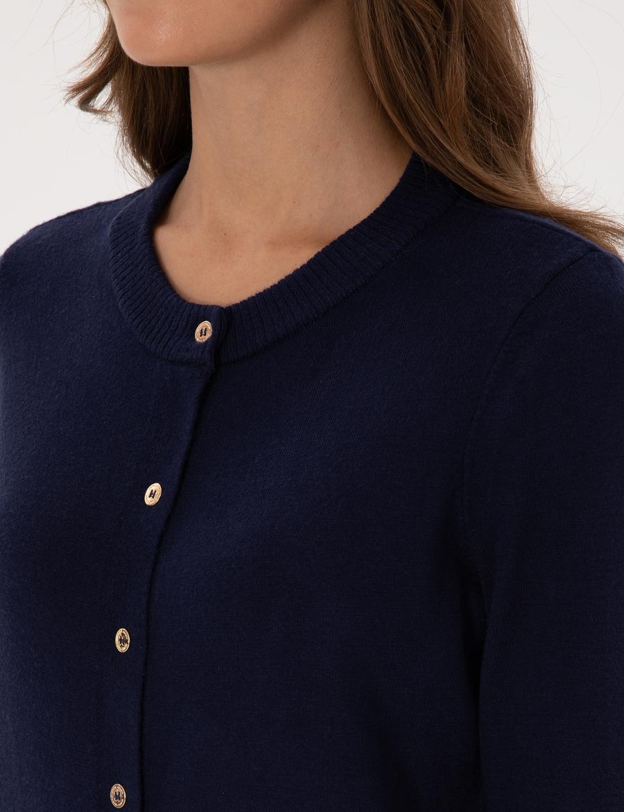 Lacivert Slim Fit Triko Hırka