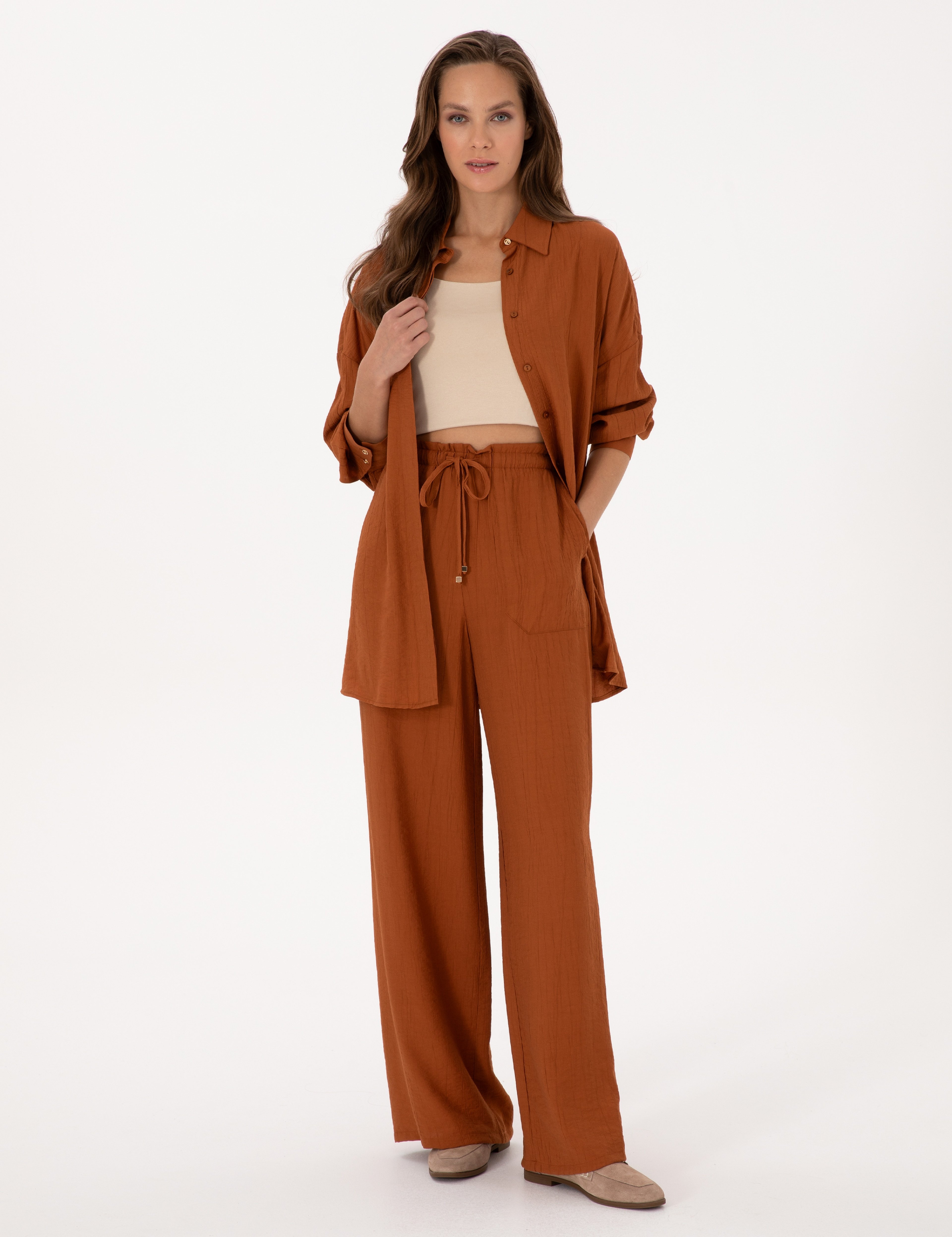 Tarçın Loose Fit Kanvas Pantolon - Image 1