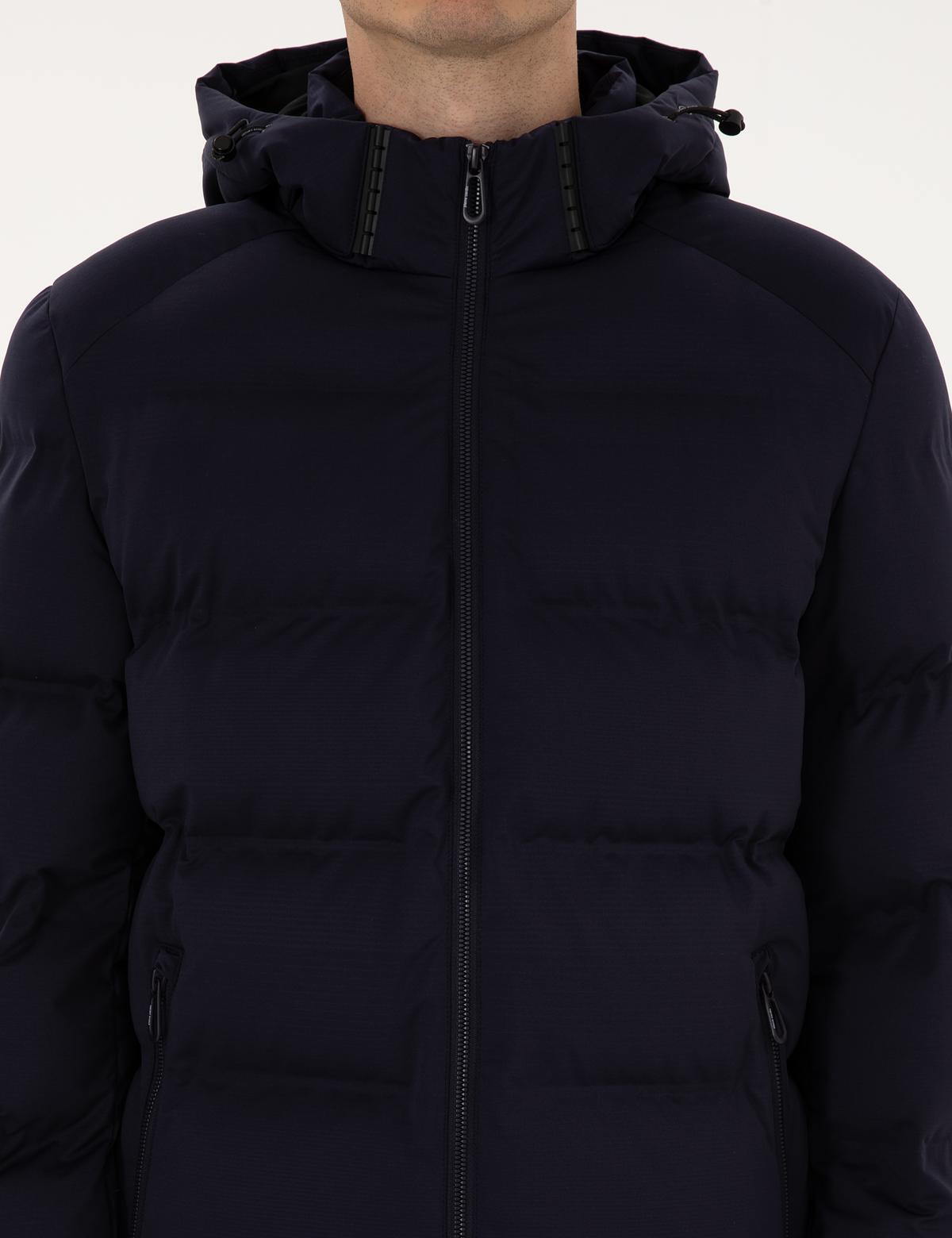 Lacivert Kapüşonlu Mont - 50313868022