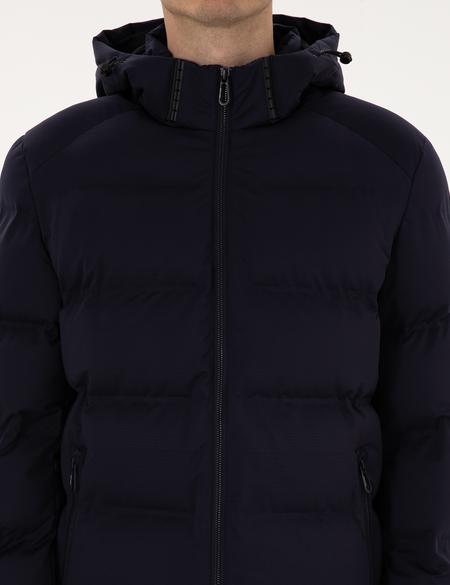 Lacivert Kapüşonlu Mont - 50313868022