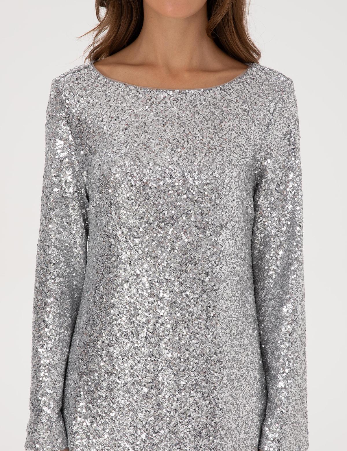 Gri Slim Fit Dokuma Elbise - 50313674003