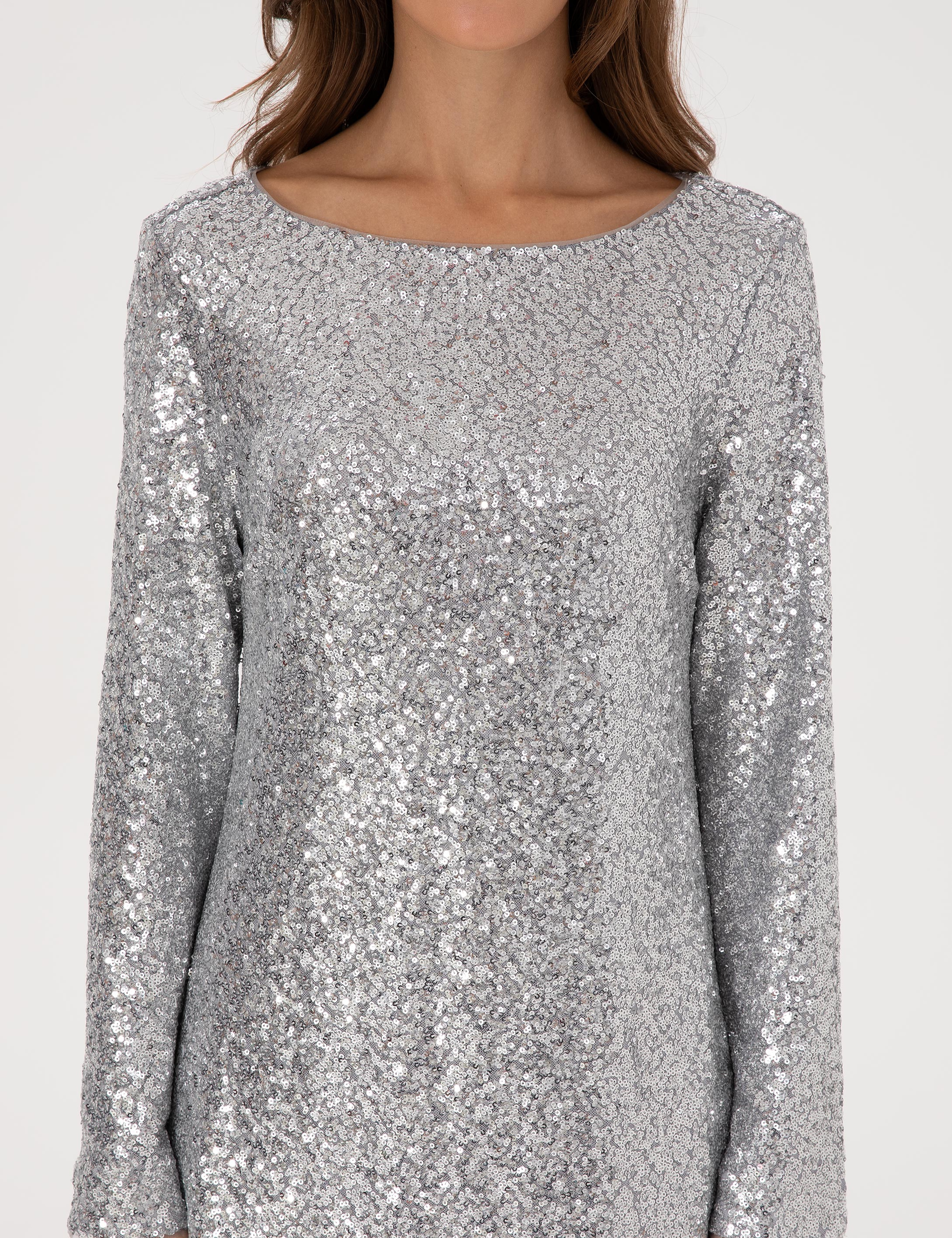 Gri Slim Fit Dokuma Elbise - Image 5