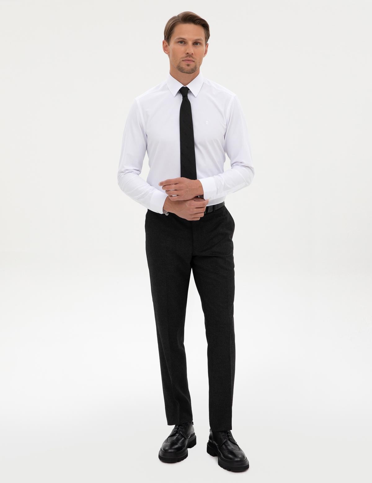 Beyaz Slim Fit Uzun Kollu Basic Gömlek - 50316734010