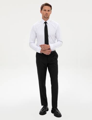 Beyaz Slim Fit Uzun Kollu Basic Gömlek