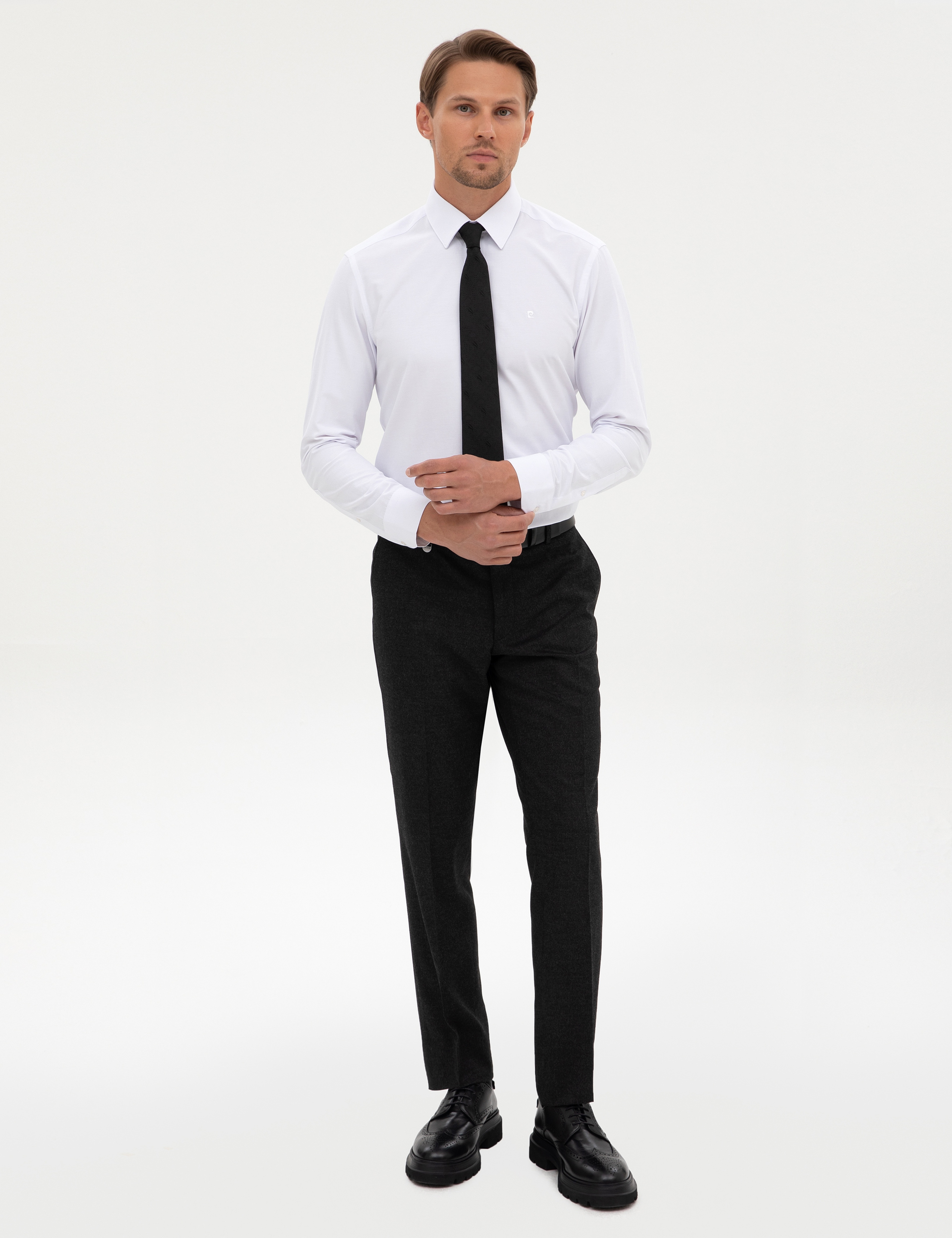 Beyaz Slim Fit Uzun Kollu Basic Gömlek - Image 4