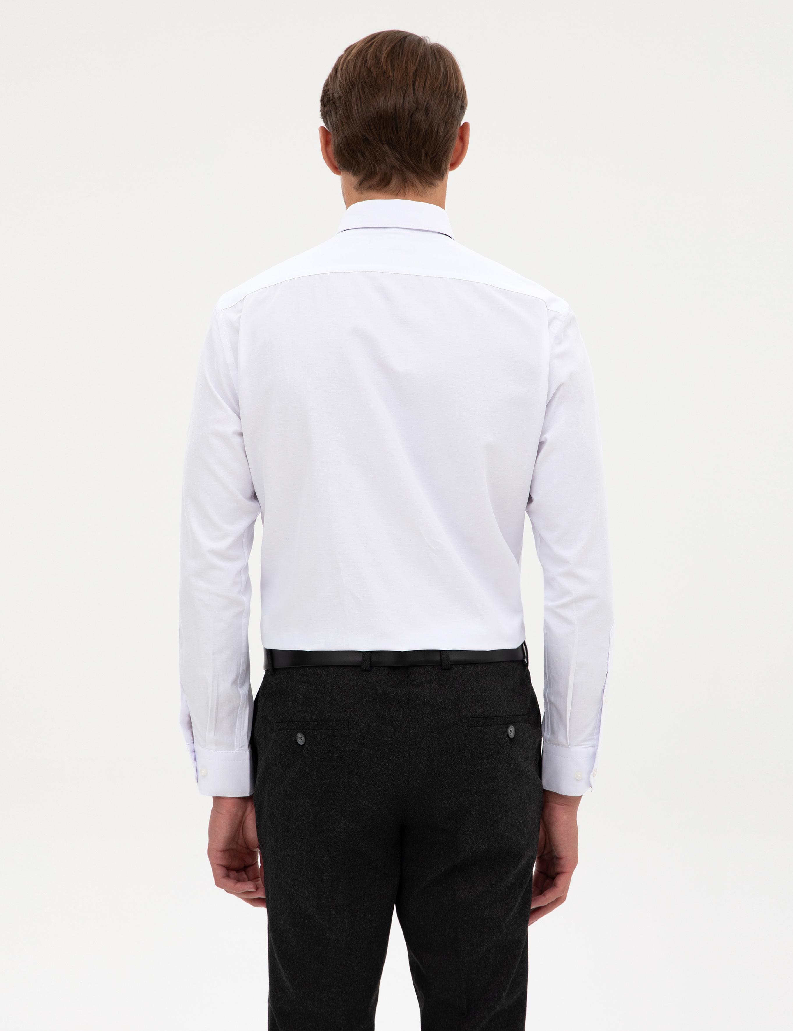Beyaz Slim Fit Uzun Kollu Basic Gömlek