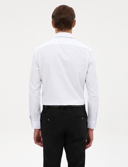 Beyaz Slim Fit Uzun Kollu Basic Gömlek - 50316734010