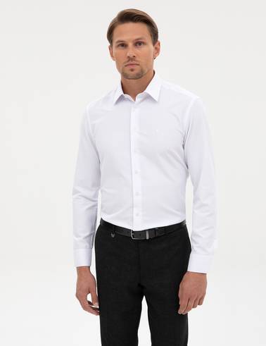 Beyaz Slim Fit Uzun Kollu Basic Gömlek