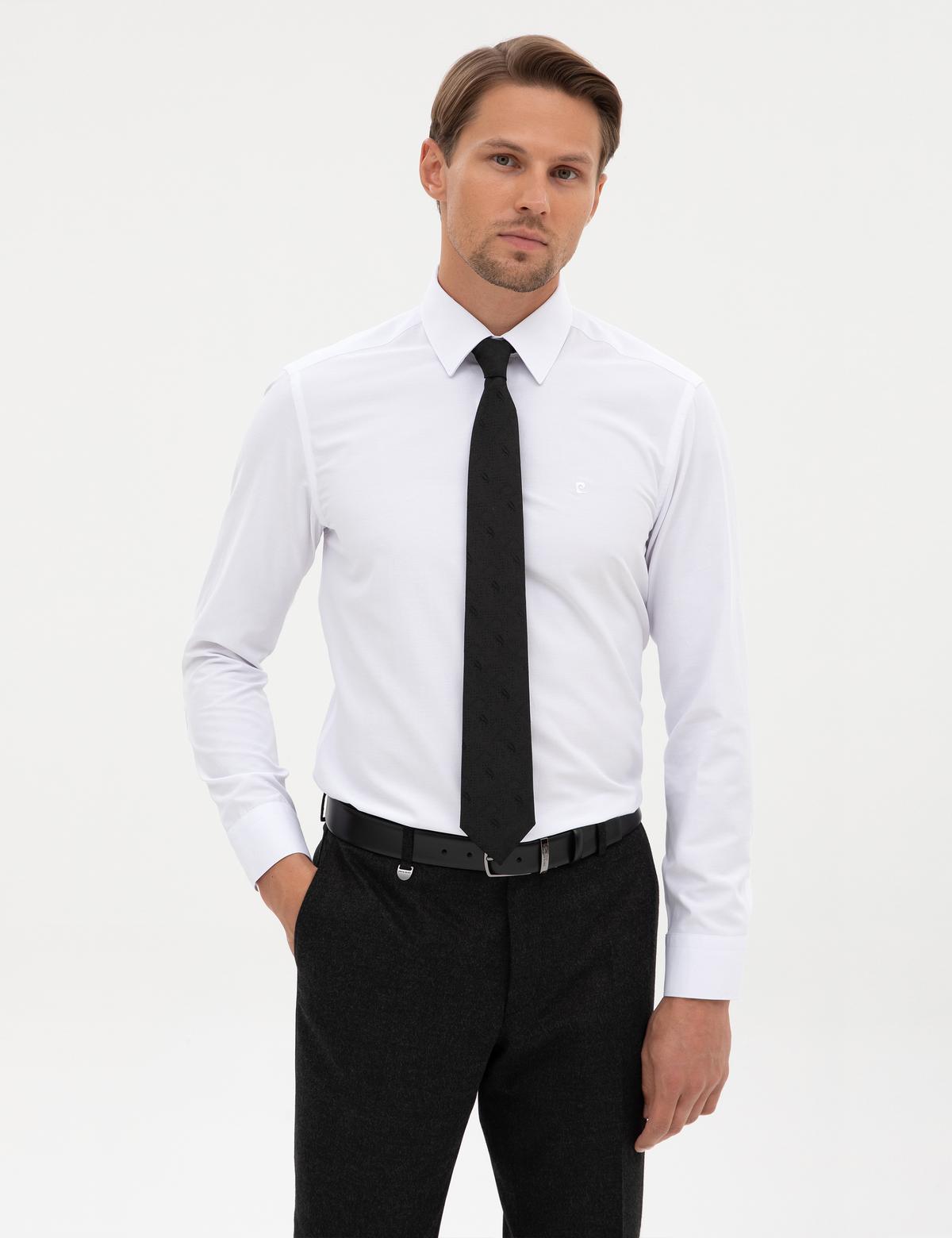 Beyaz Slim Fit Uzun Kollu Basic Gömlek