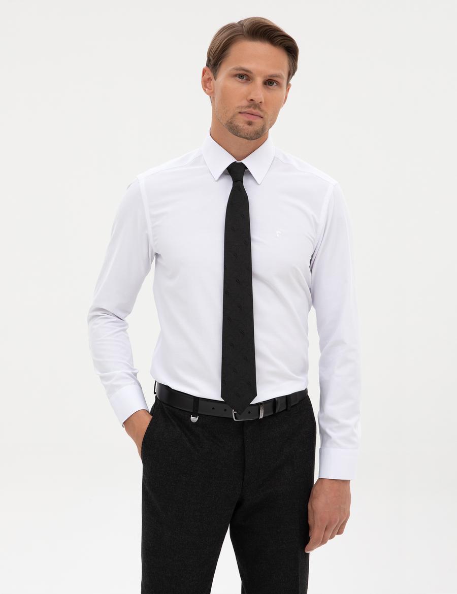 Beyaz Slim Fit Uzun Kollu Basic Gömlek