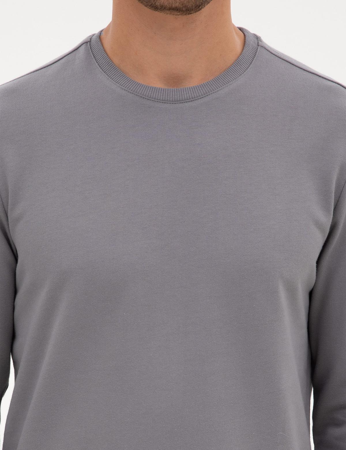 Gri 2 İplik Regular Fit Bisiklet Yaka Basic Sweatshirt - 50314054084