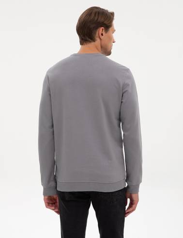 Gri 2 İplik Regular Fit Bisiklet Yaka Basic Sweatshirt