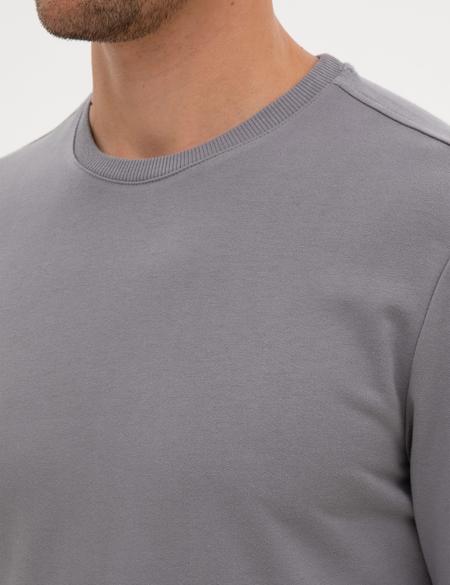 Gri 2 İplik Regular Fit Bisiklet Yaka Basic Sweatshirt - 50314054084