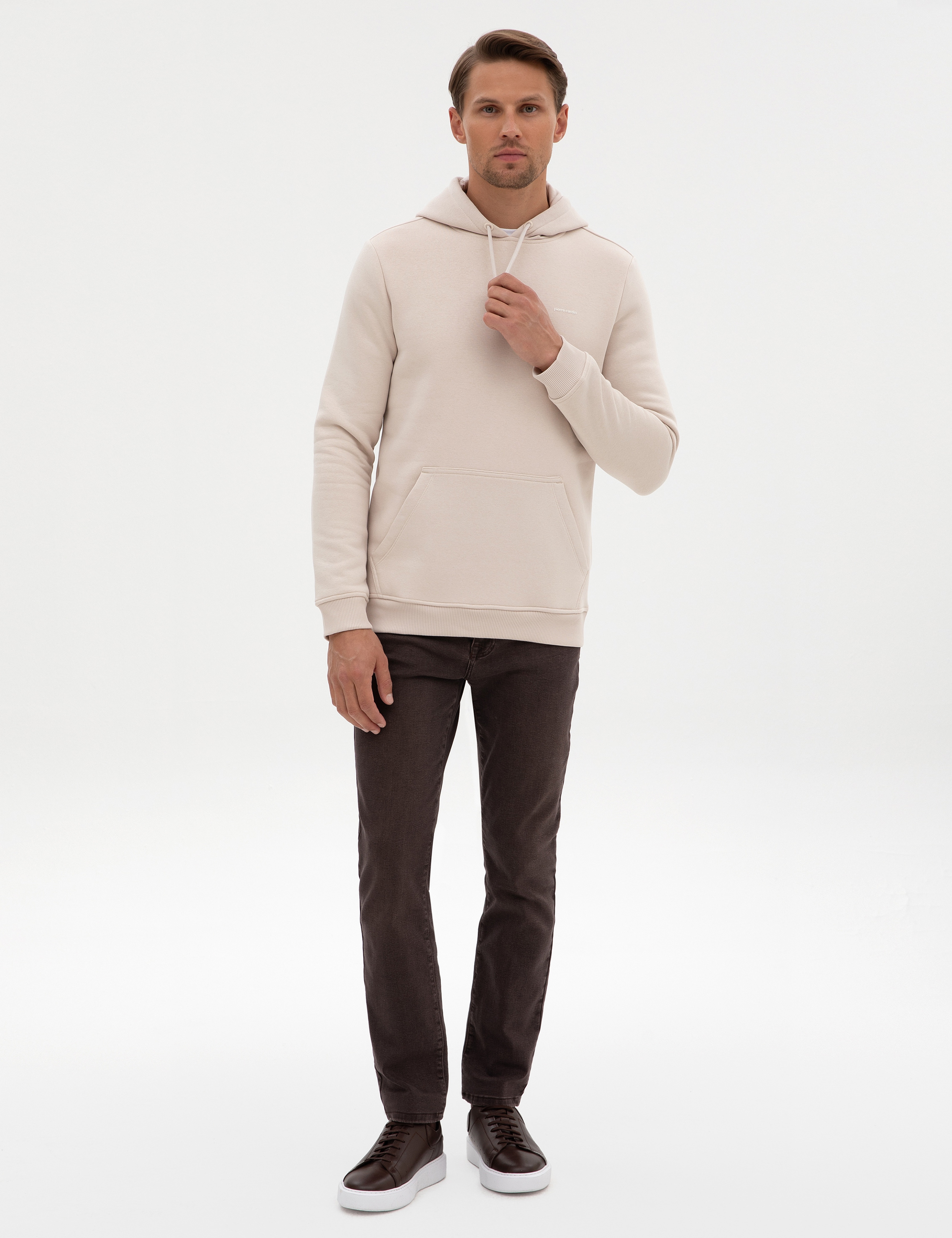 Taş 2 İplik Regular Fit Kapüşonlu Basic Sweatshirt - Image 4