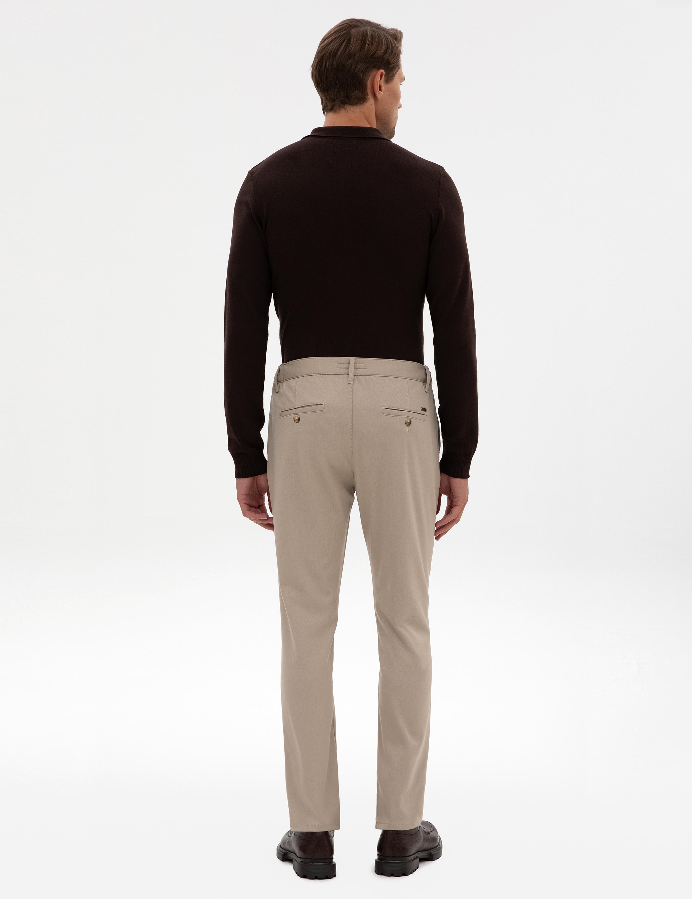 Bej Slim Fit Kanvas Pantolon