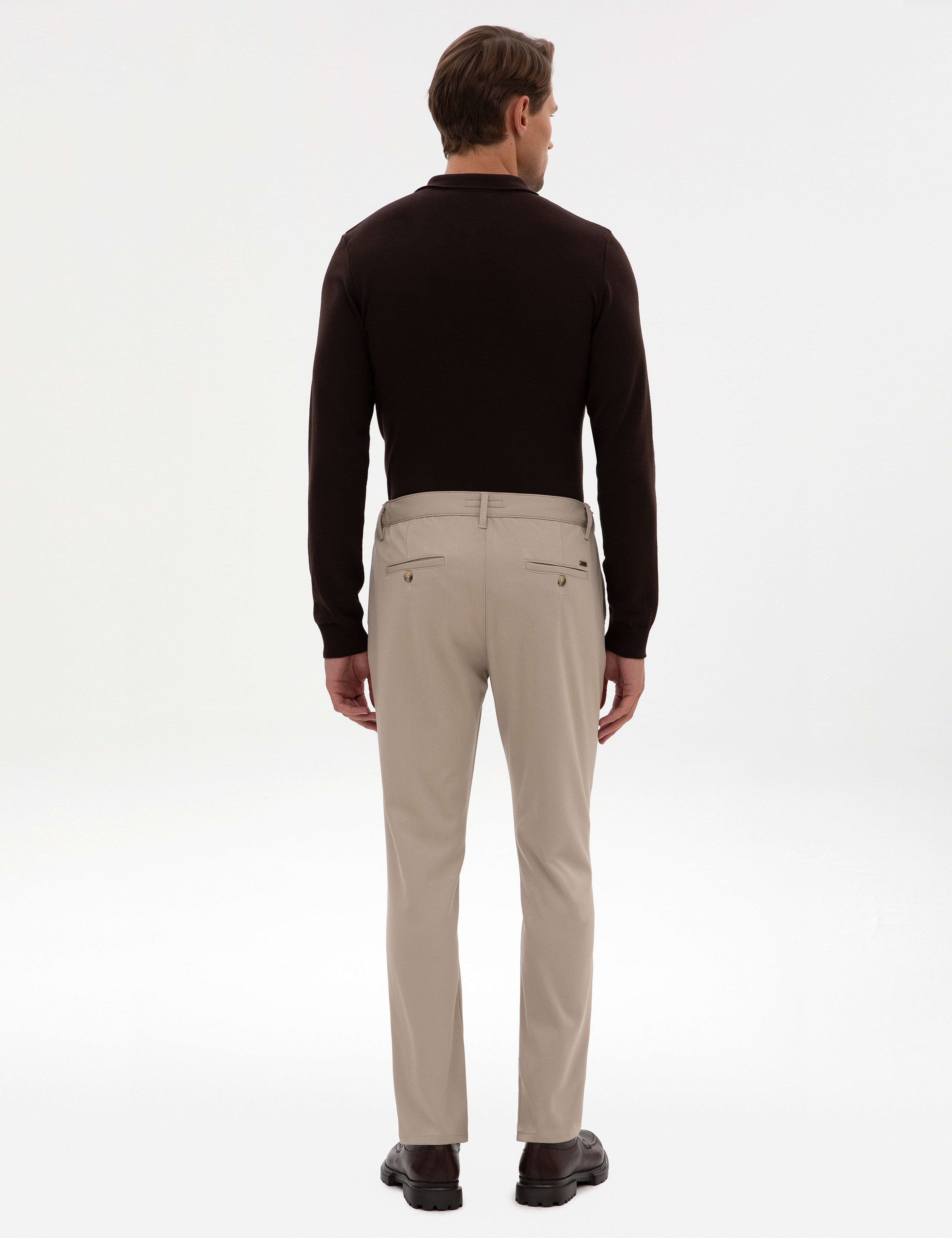 Bej Slim Fit Kanvas Pantolon
