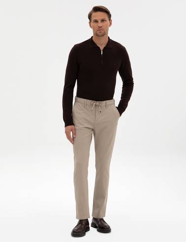 Bej Slim Fit Kanvas Pantolon